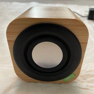 VERS Bluetooth Mini 3 inch Square Bamboo Speaker and Charging Cord